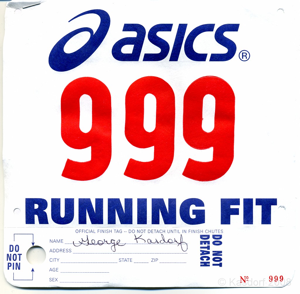 Super 5K 2009 030.jpg - The official Super 5K bib... I like the 999 number!